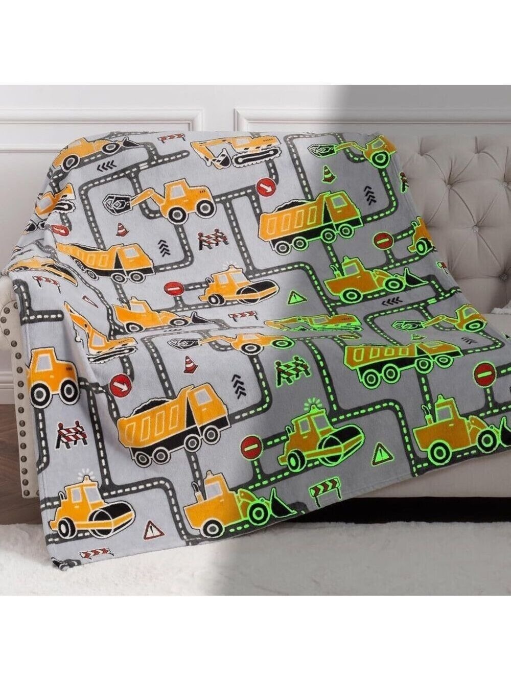 🚧🚧Construction Truck Toys Excavator Blanket NWT